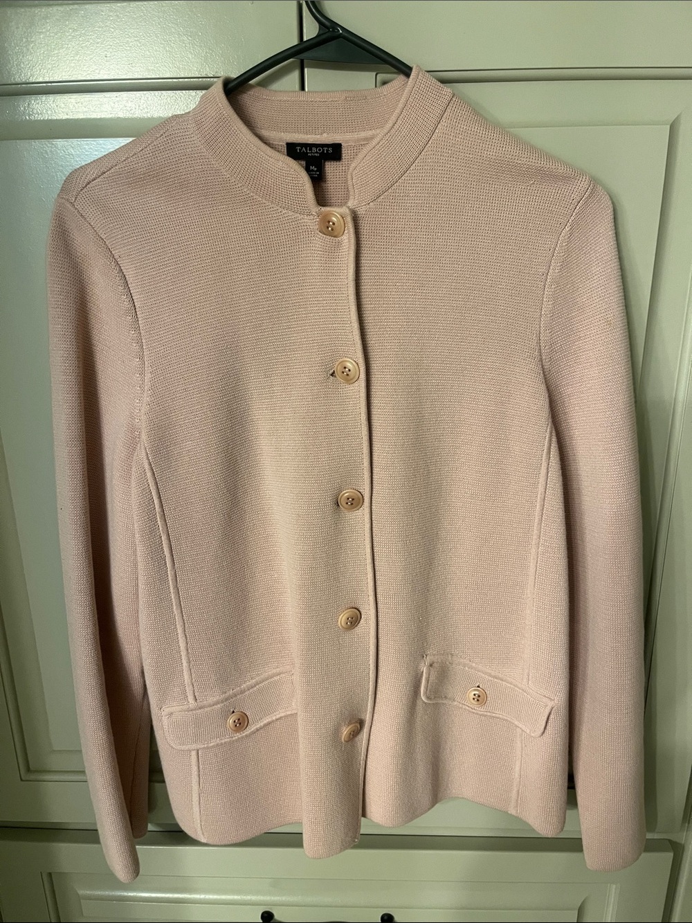 Talbots Soft Blush Pink Knit Button Jacket
